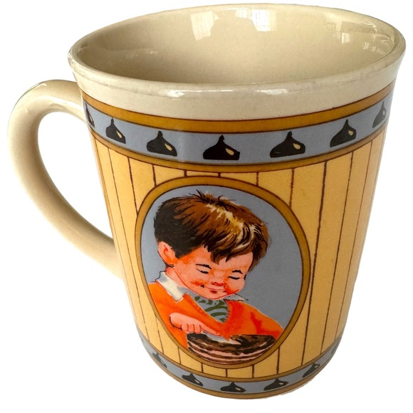 VTG Hershey’s Ceramic Mug “Sharing The Good Things” Little Boy “Piece of Cake” - Picture 1 of 6